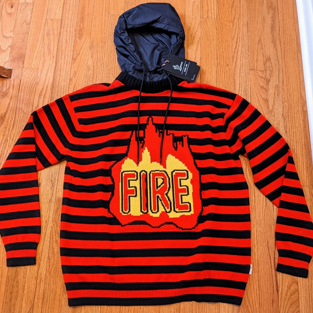 Moncler Grenoble "Fire" Striped Pullover Hoodie